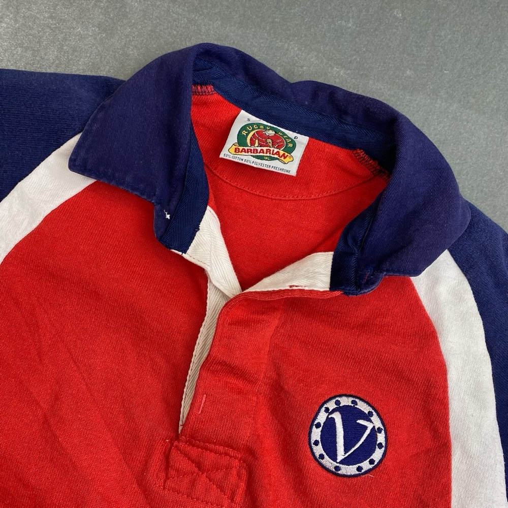 VTG Barbarian Rugby Polo Shirt Red Blue White Rugby Wear Mens‎ S